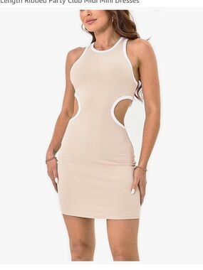 3/$15 Sleeveless Cutout Bodycon Midi Dress - Beige
